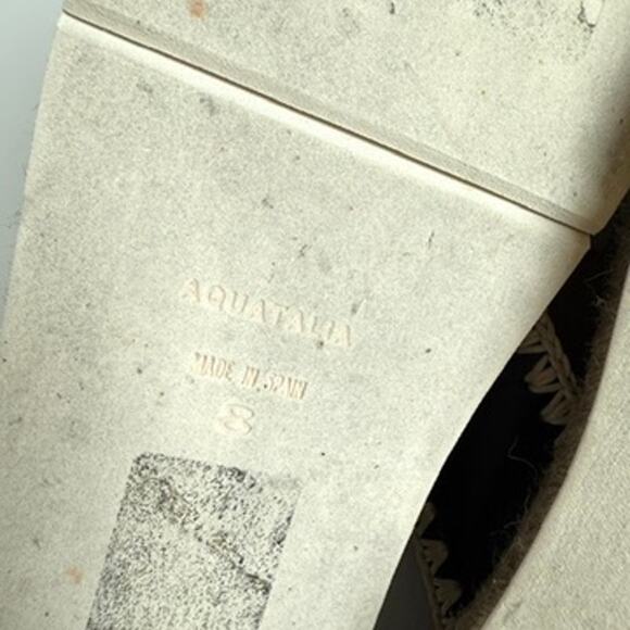 AQUATALIA Leather Espadrille Sandals Black Crisscross Platform Size 8 Boho Beach - Picture 8 of 12